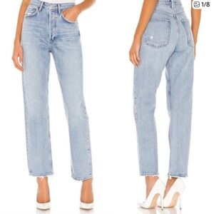 AGOLDE Mia Mid Rise Straight Jeans light wash 28